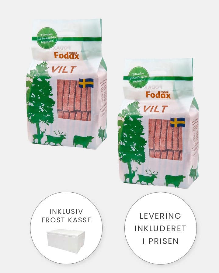 Fodax Vilt - Okse Rensdyr Hjort Elg - 2 x 10 kg- BARF til sensitive hunde